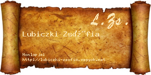 Lubiczki Zsófia névjegykártya